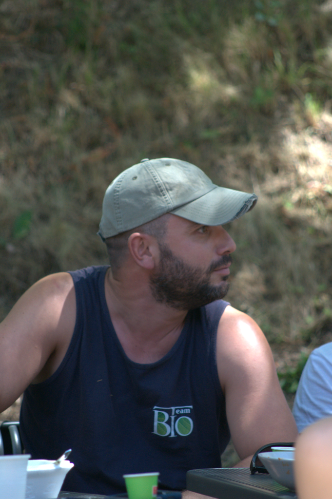A picture of biologist Cristiano Gallinella at a PermaPotluck
