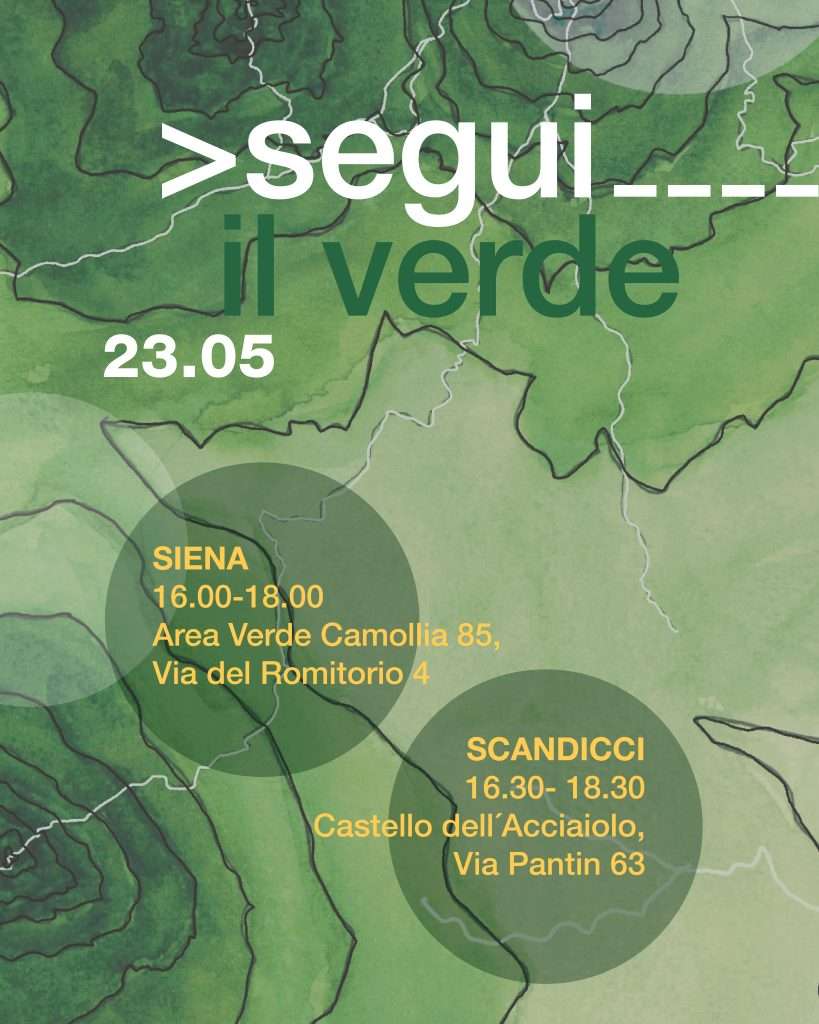 Locandina dell'evento Segui il Verde con la data, gli orari e i luoghi delle varie iniziative. 